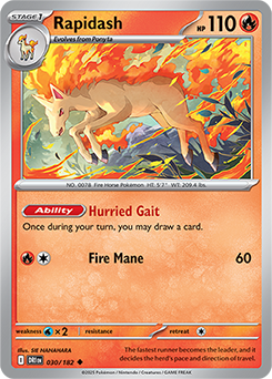 Uncommon Pokémon card Rapidash 30/182 from Destined Rivals expansion