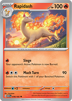Uncommon Pokémon card Rapidash 78/165 from 151 expansion