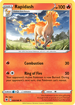 Rare Pokémon card Rapidash 022/189 from Astral Radiance expansion