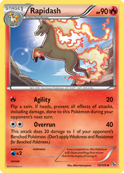 Uncommon Pokémon card Rapidash 15/106 from Flashfire expansion