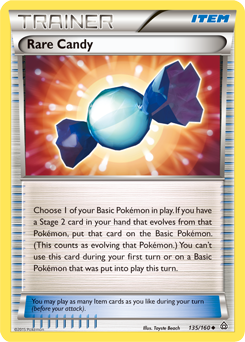 Uncommon Pokémon card Rare Candy 135/160 from Primal Clash expansion