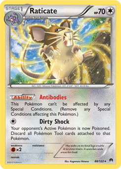 Rare Pokémon card Raticate 88/122 from Breakpoint expansion