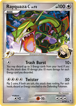 Rare holo Pokémon card Rayquaza 8/147 from Supreme Victors expansion