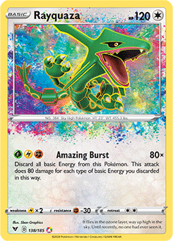 Amazing Rare Pokémon card Rayquaza 138/185 from Vivid Voltage expansion