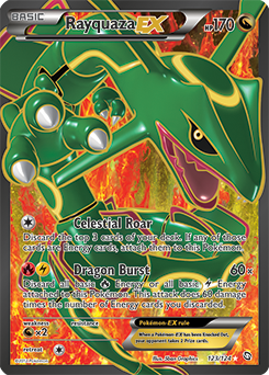 Full Art Trainer Pokémon card Rayquaza EX 123/124 from Dragons Exalted expansion
