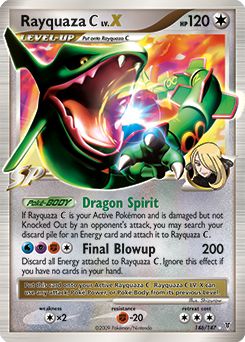 Lv. X Pokémon card Rayquaza LV.X 146/147 from Supreme Victors expansion