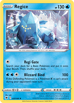 Rare Pokémon card Regice 037/189 from Astral Radiance expansion