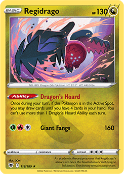 Rare Pokémon card Regidrago 118/189 from Astral Radiance expansion