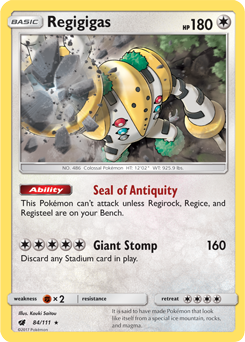 Regigigas 84/111 Pokémon card from Crimson Invasion for sale at best price