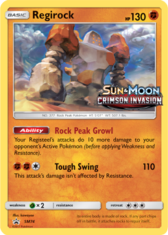 Promo Pokémon card Regirock SM74 from Sun and Moon Promos expansion