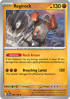 Rare Pokémon card Regirock 82/159 from Journey Together expansion
