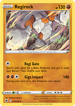 Rare Pokémon card Regirock 075/189 from Astral Radiance expansion