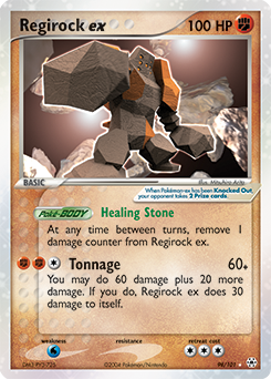 Pokémon ex Pokémon card Regirock EX 98/101 from Ex Hidden Legends expansion