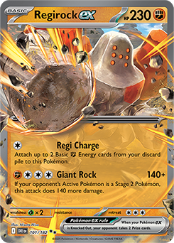 Double rare Pokémon card Regirock ex 101/182 from Destined Rivals expansion