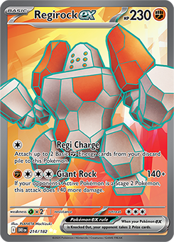 Ultra rare Pokémon card Regirock ex 214/182 from Destined Rivals expansion