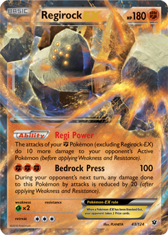 Pokémon EX Pokémon card Regirock EX 43/124 from Fates Collide expansion