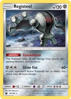 Rare Pokémon card Registeel 96/168 from Celestial Storm expansion