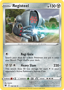 Rare Pokémon card Registeel 108/189 from Astral Radiance expansion