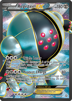 Full Art Trainer Pokémon card Registeel EX 122/124 from Dragons Exalted expansion