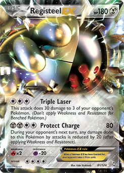 Pokémon EX Pokémon card Registeel EX 81/124 from Dragons Exalted expansion