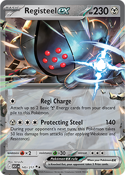 Double rare Pokémon card Registeel ex 145/217 from Ascended Heroes expansion