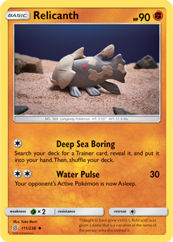Uncommon Pokémon card Relicanth 111/236 from Unified Minds expansion