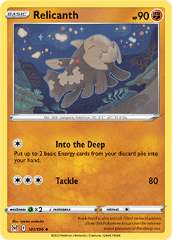 Uncommon Pokémon card Relicanth 101/196 from Lost Origin expansion
