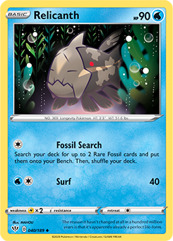 Uncommon Pokémon card Relicanth 40/189 from Darkness Ablaze expansion