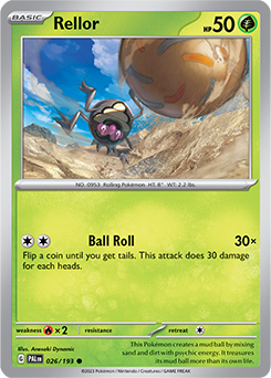 Common Pokémon card Rellor 026/193 from Paldea Evolved expansion