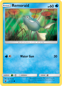 Common Pokémon card Remoraid 22/111 from Crimson Invasion expansion
