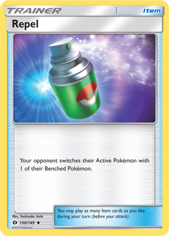Uncommon Pokémon card Repel 130/149 from Sun & Moon expansion