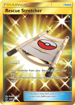 Secret Gold Pokémon card Rescue Stretcher 165/147 from Burning Shadows expansion