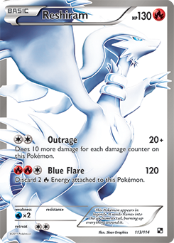 Full Art Pokémon Pokémon card Reshiram 113/114 from Black & White expansion
