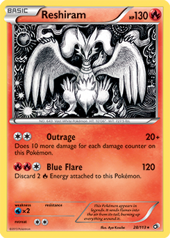 Carte Pokémon Reshiram 28/113 de la série Legendary Treasures en vente au meilleur prix