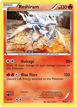 Promo Pokémon card Reshiram BW23 from Back & White Promos expansion