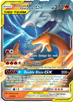 Pokémon GX Pokémon card Reshiram Charizard GX 20/214 from Unbroken Bonds expansion