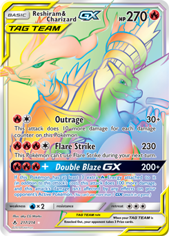 Carte Pokémon Reshiram Dracaufeu GX 217/214 de la série Alliance Infallible en vente au meilleur prix
