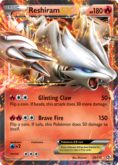 Carte Pokémon Reshiram EX 29/113 de la série Legendary Treasures en vente au meilleur prix