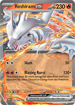 Double rare Pokémon card Reshiram ex 20/86 from White Flare expansion
