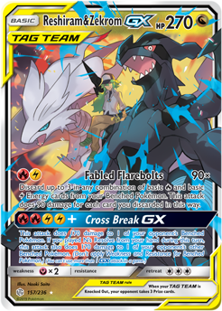 Reshiram Zekrom GX 157/236 Pokémon card from Cosmic Eclipse for sale at best price