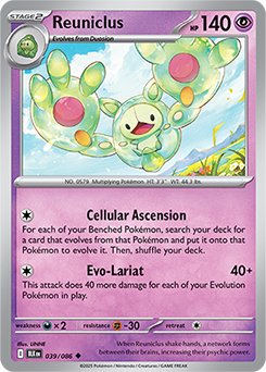 Uncommon Pokémon card Reuniclus 39/86 from Black Bolt expansion