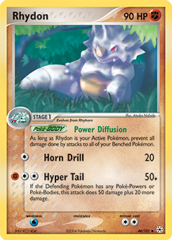 Uncommon Pokémon card Rhydon 46/101 from Ex Hidden Legends expansion