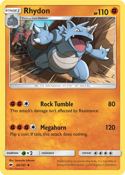 Rhydon 66/147 Pokémon card from Burning Shadows for sale at best price