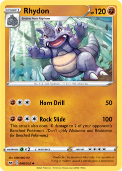 Rhydon 98/202 Pokémon card from Sword & Shield for sale at best price