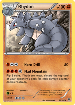 Rare Pokémon card Rhydon 61/146 from X&Y expansion