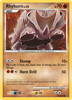 Common Pokémon card Rhyhorn 122/147 from Supreme Victors expansion