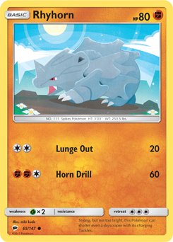 Rhyhorn 65/147 Pokémon card from Burning Shadows for sale at best price