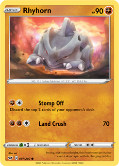 Rhyhorn 97/202 Pokémon card from Sword & Shield for sale at best price