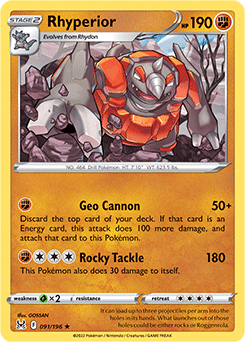Rhyperior 091/196 Pokémon card from Lost Origin for sale at best price