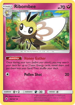 Uncommon Pokémon card Ribombee 96/147 from Burning Shadows expansion